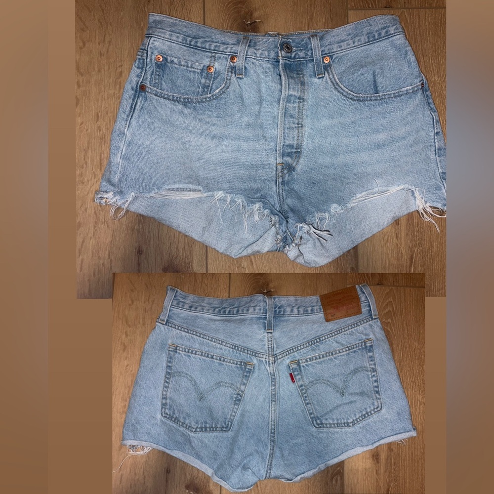 Levi's Women's Distressed Light Blue Jean Shorts